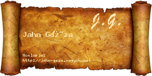Jahn Géza névjegykártya
